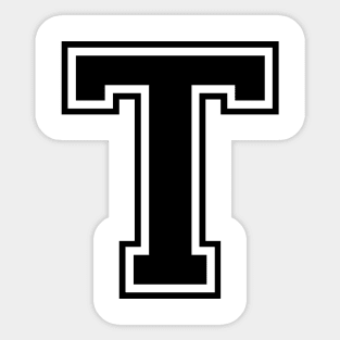 Initial Letter T - Varsity Style Design - Black text Sticker